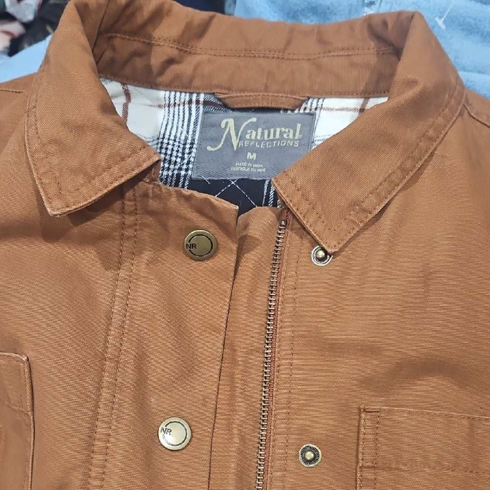 Natural Reflections Checkered Jacket with Brown H… - image 5